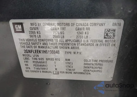 2017 Chevrolet Equinox Ls z USA, uszkodzony, nr VIN 2GNFLEEK1H6198848